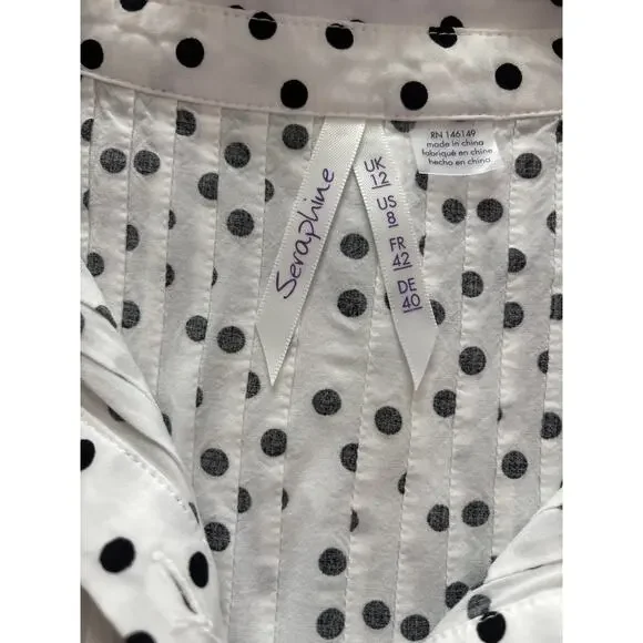 Seraphine Maternity Sz 8 Dotty Woven Blouse Polka Dots - Picture 4 of 8